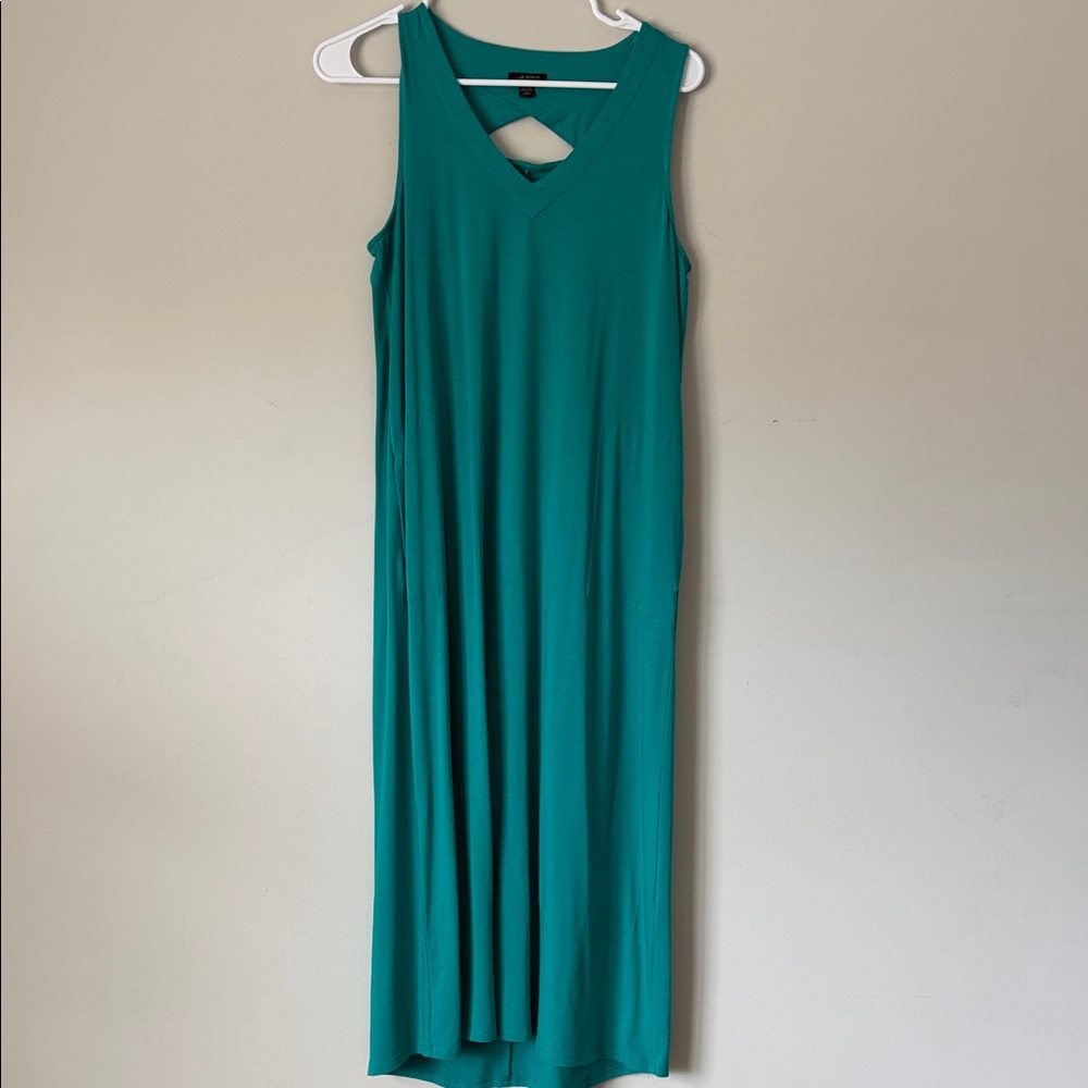 JJill Wearever XS petite turquoise maxi dress with keyhole opening in back, EXC!